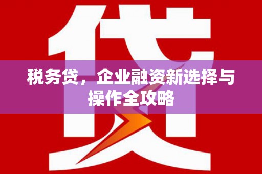 红原税务贷，企业融资新选择与操作全攻略