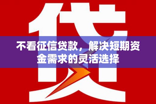 红原不看征信贷款，解决短期资金需求的灵活选择