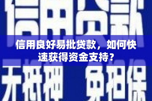 红原信用良好易批贷款，如何快速获得资金支持？