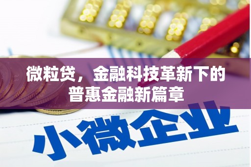 红原微粒贷，金融科技革新下的普惠金融新篇章
