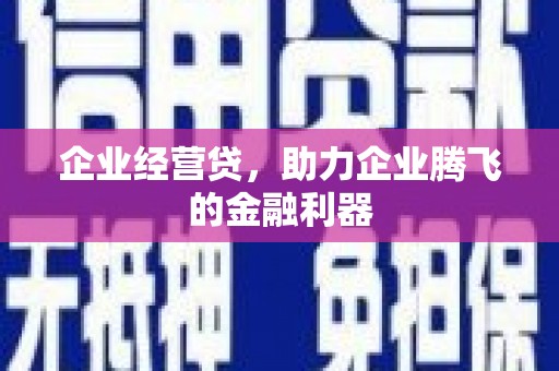 红原企业经营贷，助力企业腾飞的金融利器