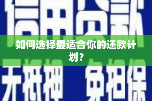 红原如何选择最适合你的还款计划？
