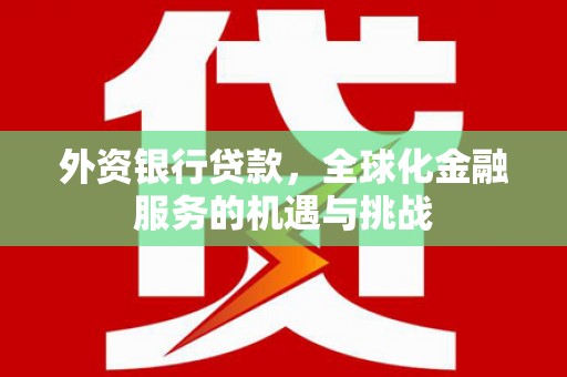 红原外资银行贷款，全球化金融服务的机遇与挑战