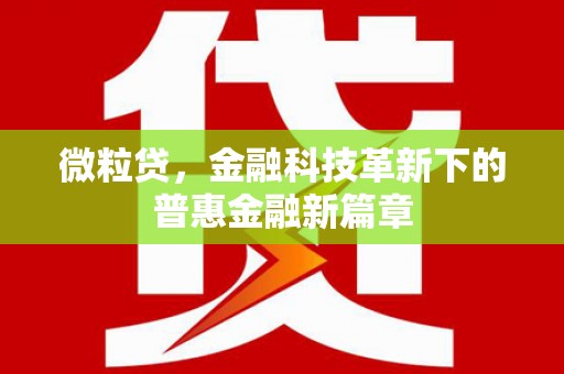 红原微粒贷，金融科技革新下的普惠金融新篇章