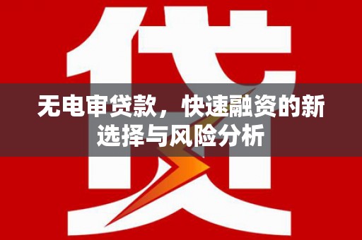 红原无电审贷款，快速融资的新选择与风险分析
