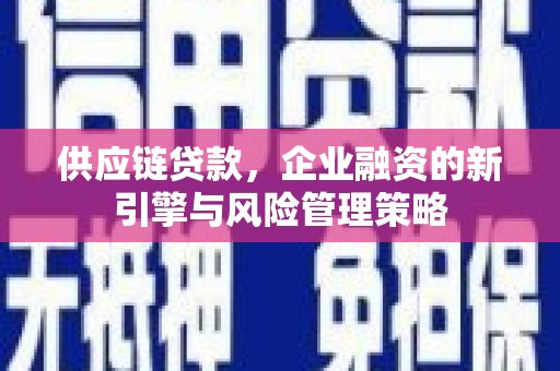 红原供应链贷款，企业融资的新引擎与风险管理策略