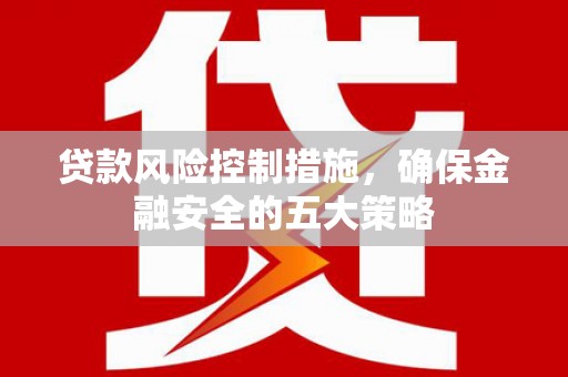 红原贷款风险控制措施，确保金融安全的五大策略