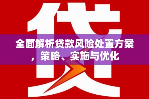 红原全面解析贷款风险处置方案，策略、实施与优化