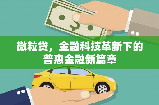 红原微粒贷，金融科技革新下的普惠金融新篇章